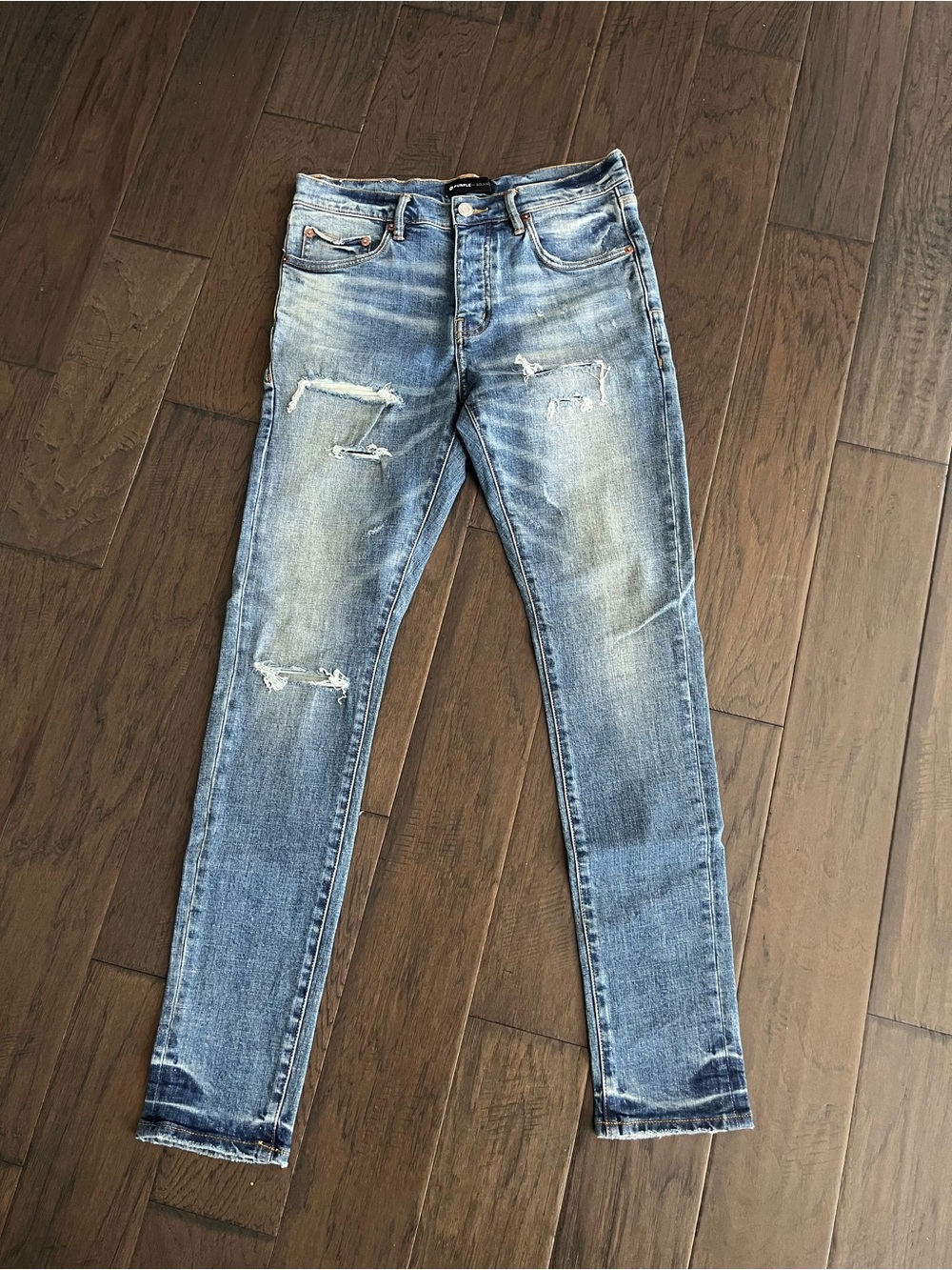 Purple Brand Slim Fit Distressed Jeans for Men - Light Blue